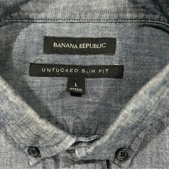 Banana Republic men’s, untucked, slim fit, chambray button-down shirt -sz L - Picture 11 of 11